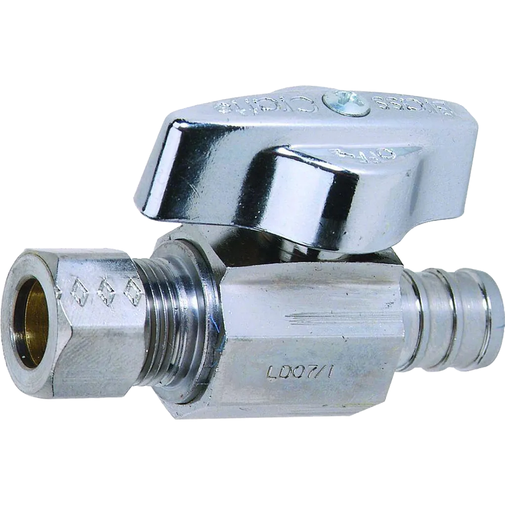 Chrome Plated Pex Ball Valves - Straight, Pex x Comp. Chrome Plated Pex Ball Valves - Straight, Pex x Comp.
