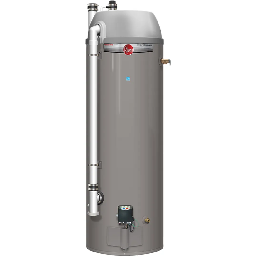 RHEEM RHEEM Prestige High Efficiency Condensing Power Direct Vent Tank-Type Gas Water Heater RHEEM RHEEM Prestige High Efficiency Condensing Power Direct Vent Tank-Type Gas Water Heater