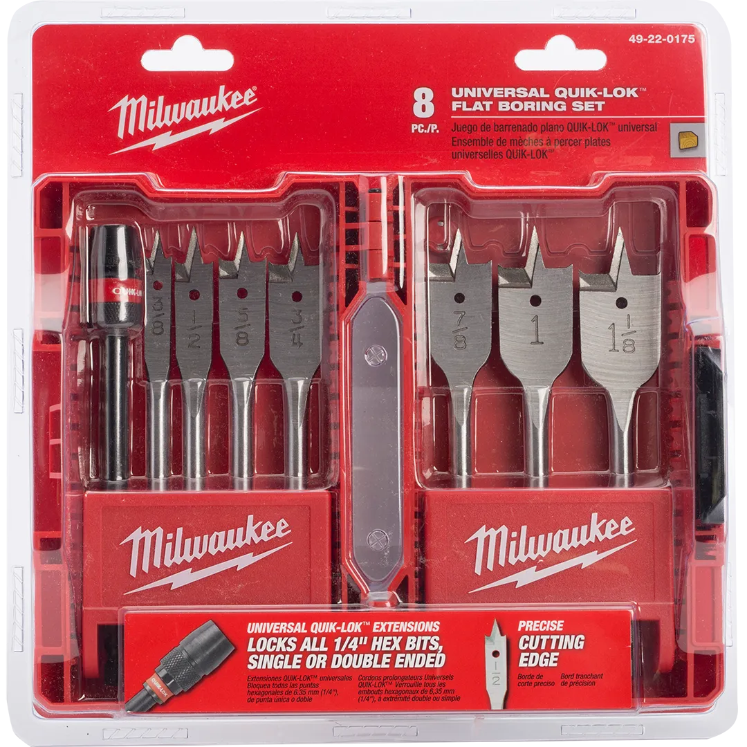 MILWAUKEE MILWAUKEE Universal 6" Flat Boring Set - 8 Pieces MILWAUKEE MILWAUKEE Universal 6" Flat Boring Set - 8 Pieces