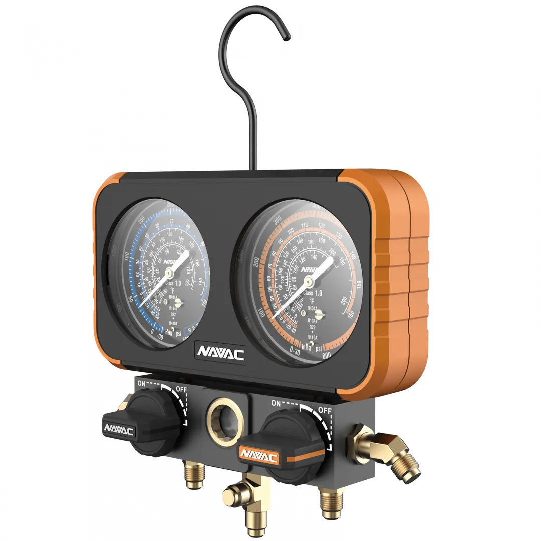 NAVAC NAVAC 4-Refrigerant Manifold Gauge With 2 Valves (No Hoses) NAVAC NAVAC 4-Refrigerant Manifold Gauge With 2 Valves (No Hoses)